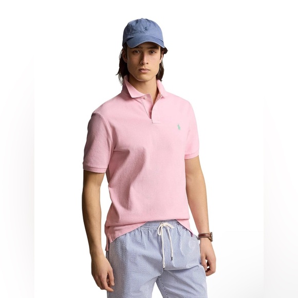 Polo Ralph Lauren Mens Classic Fit Mesh Polo Shirt Pink Large